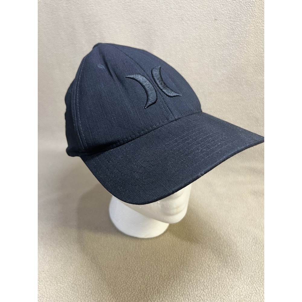 Hurley Flexfit Baseball Cap Black Embroidered Logo Stretch Fit Hat S/M